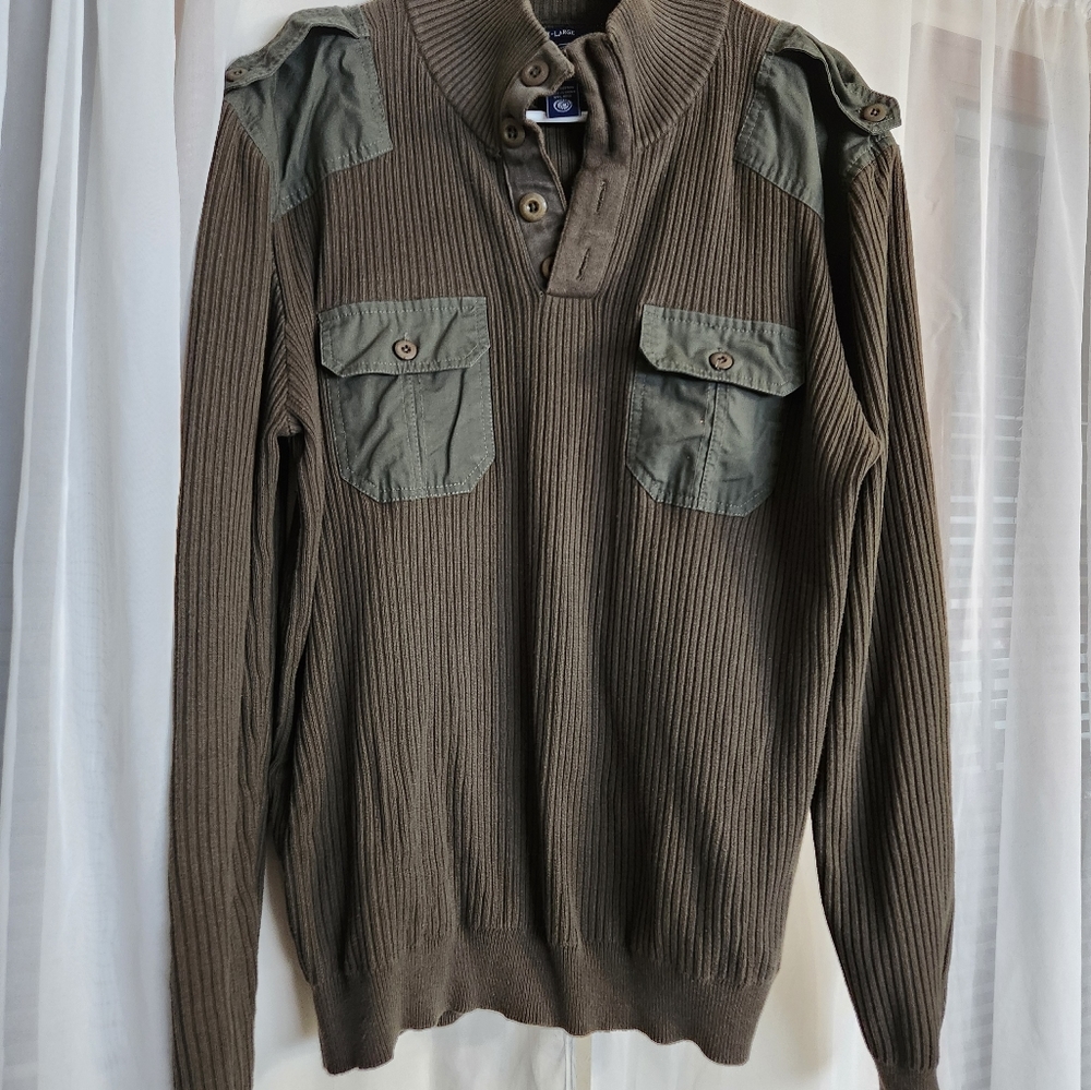 American Rag Green Utility Mock Neck Sweater